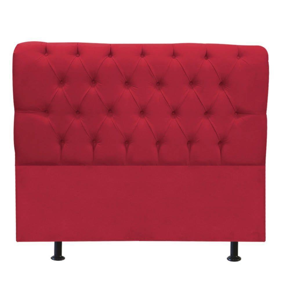 Cabeceira Estofada Cama Box Queen 160cm París Suede Vermelho- Mabe Magazine - 2