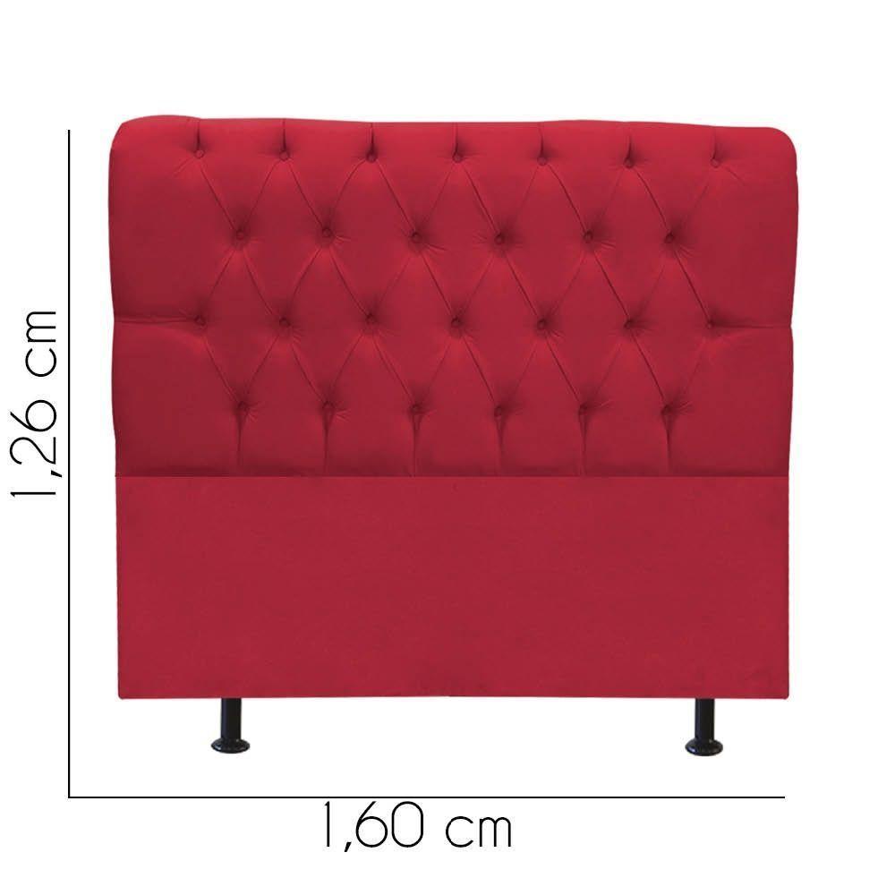 Cabeceira Estofada Cama Box Queen 160cm París Suede Vermelho- Mabe Magazine - 3