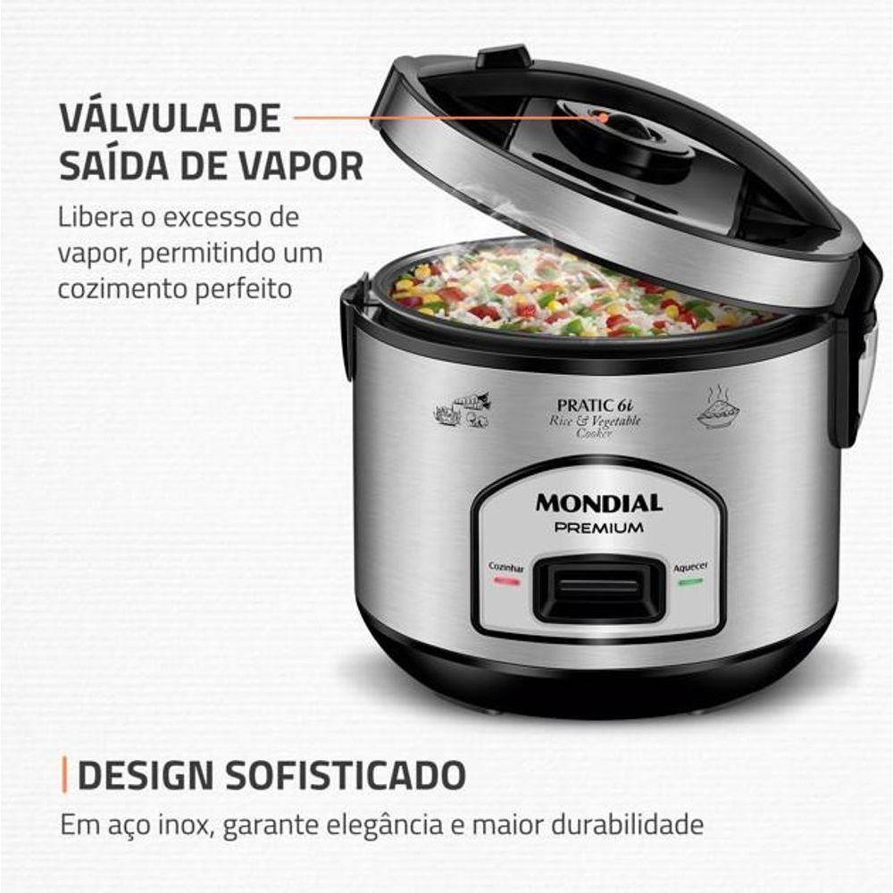 Panela Elétrica De Arroz Mondial PE-43-6X Preto Inox 110V - 4