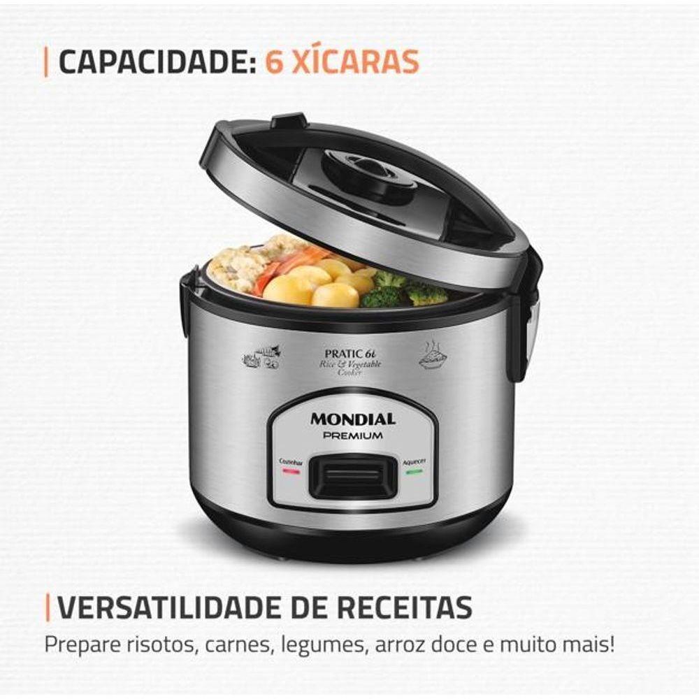 Panela Elétrica De Arroz Mondial PE-43-6X Preto Inox 110V - 5