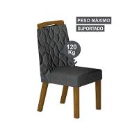 Conjunto Sala De Jantar Mesa Orgânica Sem Vidro 200cm Com 6 Cadeiras Pé Mdf Dacota Freijó Off White-freijó-linho Chumbo - 5