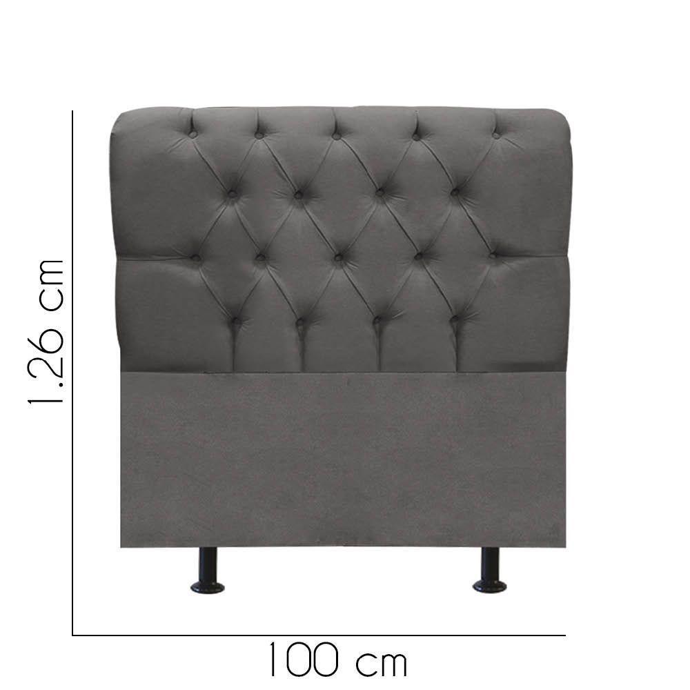 Cabeceira Estofada Cama Box Solteiro 100cm París Suede Cinza Escuro- Mabe Magazine - 3
