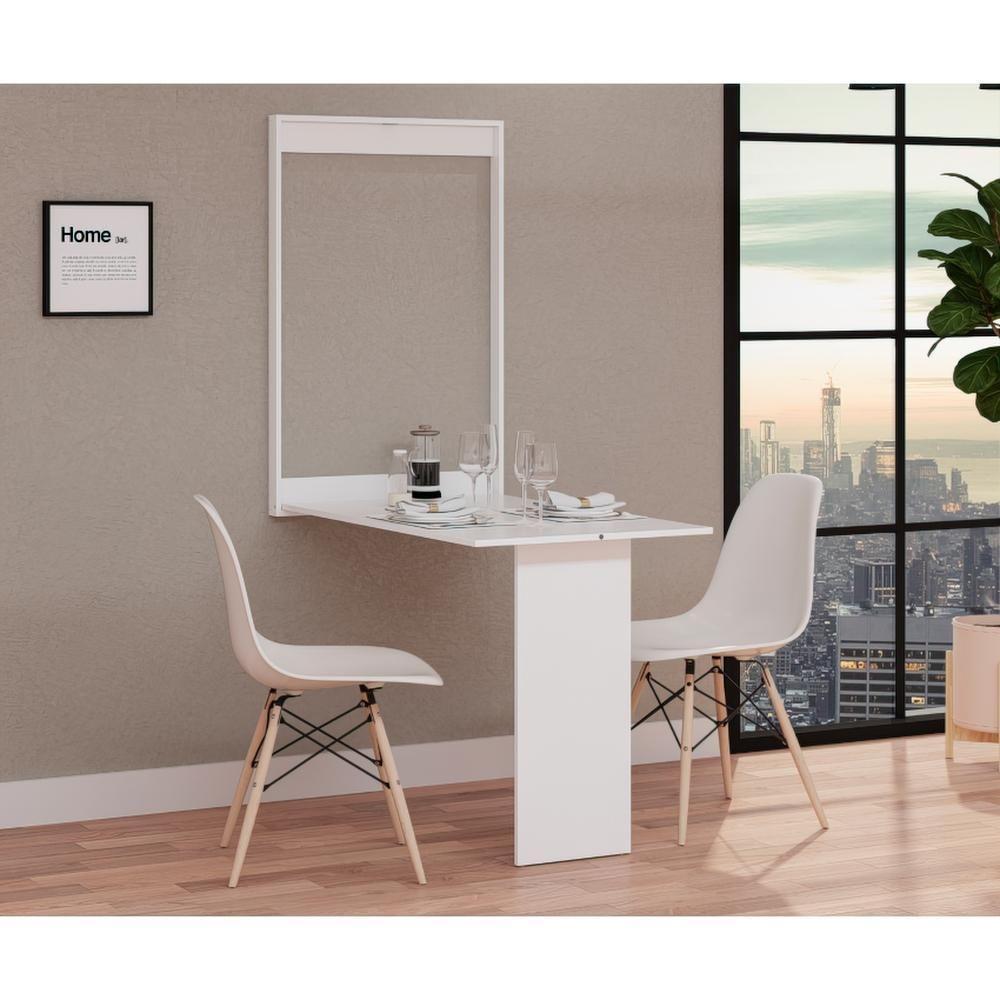 Conjunto De Mesa Dobrável Retrátil 100cm Branca Com 2 Cadeiras Eiffel - Branco - 1