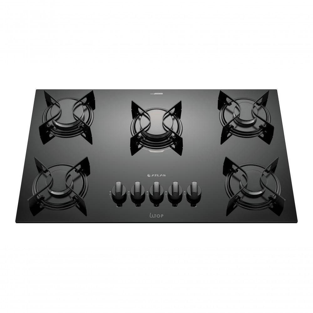 Cooktop 5 Bocas Preto Com Mesa De Vidro Atlas U Top Bivolt - 1