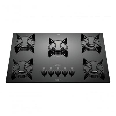Cooktop a Gás Atlas U Top 5 Bocas de Vidro Temperado com Acendimento Automático Bivolt