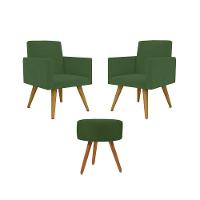 Jogo 02 Poltronas + Puff Redondo verde - 1