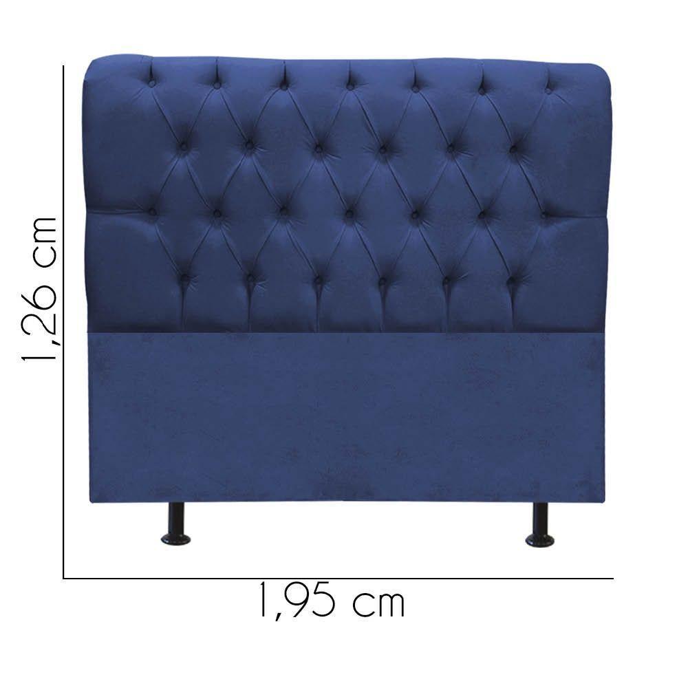 Cabeceira Estofada Cama Box King 195cm París Corino Azul- Mabe Magazine - 3