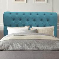 Cabeceira Estofada Cama Box King 195cm París Veludo Azul Turquesa- Mabe Magazine - 1