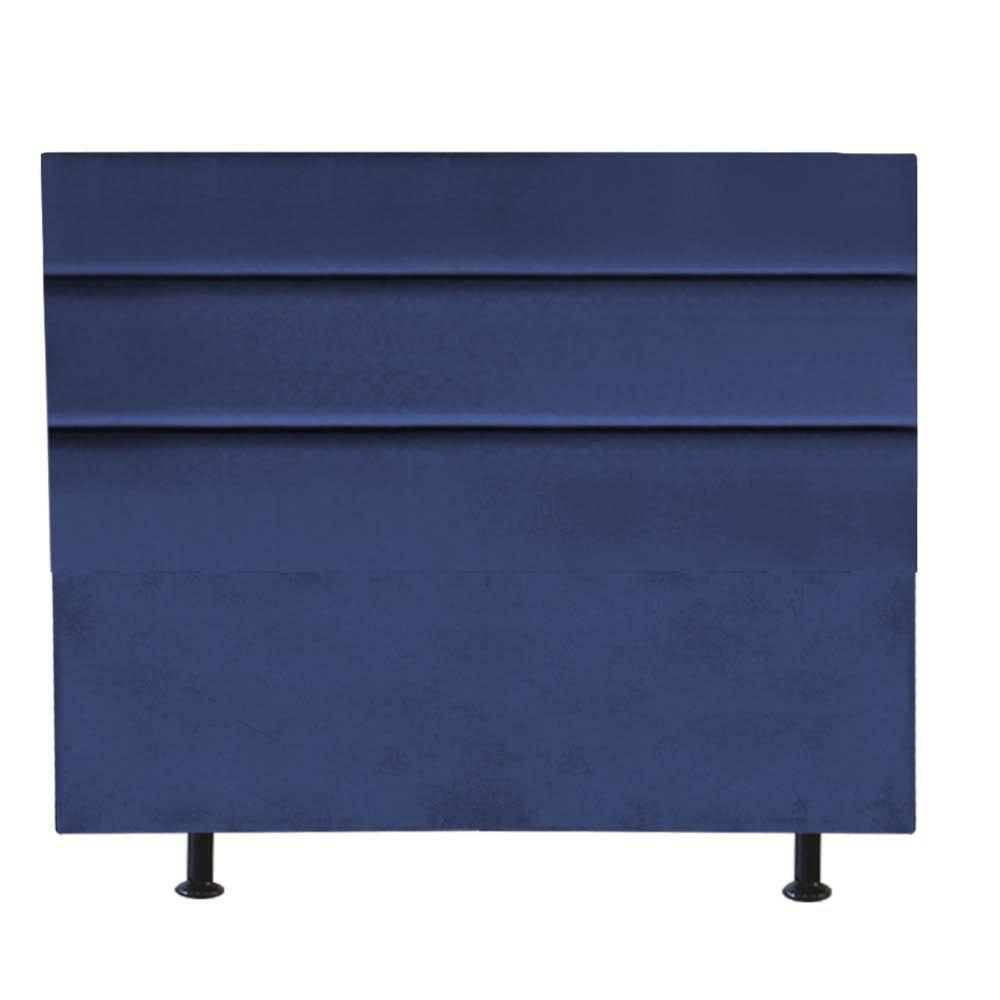 Cabeceira Estofada Cama Box Queen 160cm Argentina Corino Azul- Mabe Magazine - 2