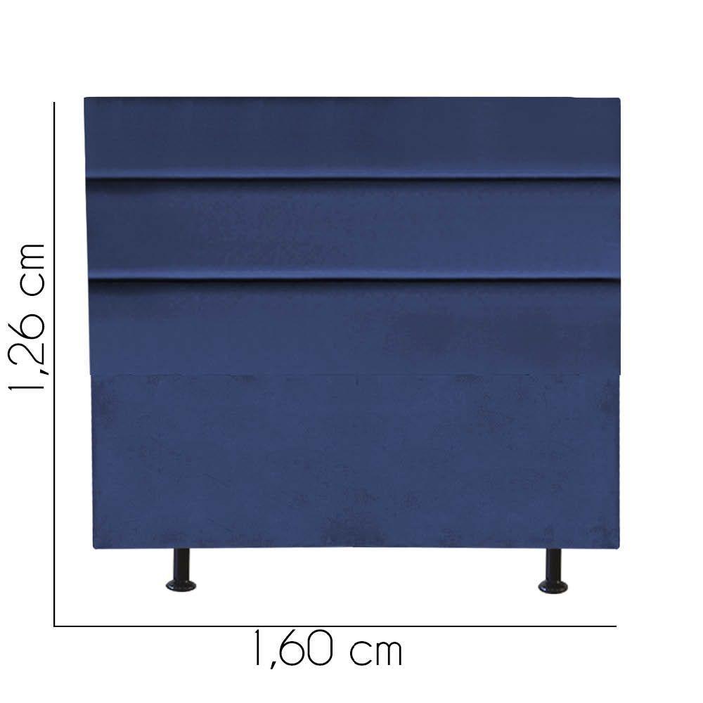 Cabeceira Estofada Cama Box Queen 160cm Argentina Corino Azul- Mabe Magazine - 3