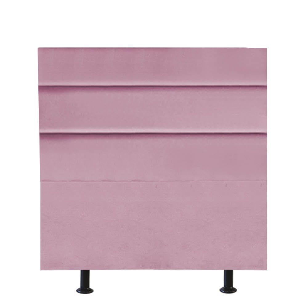 Cabeceira Estofada Cama Box Solteiro 90cm Argentina Suede Rosa Bebe- Mabe Magazine - 1