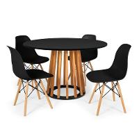 Conjunto Mesa De Jantar Talia Amadeirada Preta 120cm Com 4 Cadeiras Eames Eiffel - Preto - 1
