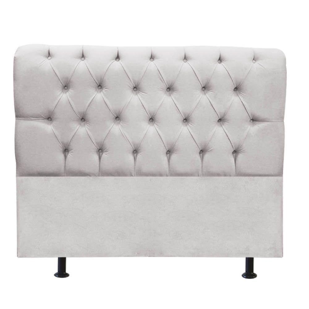 Cabeceira Estofada Cama Box Casal 140cm París Veludo Cinza Claro- Mabe Magazine - 2