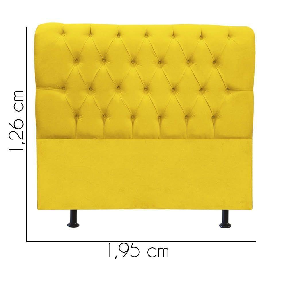 Cabeceira Estofada Cama Box King 195cm París Veludo Amarelo- Mabe Magazine - 3