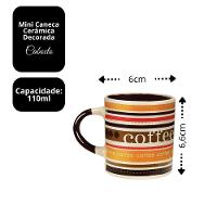 Conjunto 3 Mini Canecas Cerâmica Decorada Caboclo Para Café 110ml - Tuut - 7
