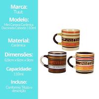 Conjunto 3 Mini Canecas Cerâmica Decorada Caboclo Para Café 110ml - Tuut - 8