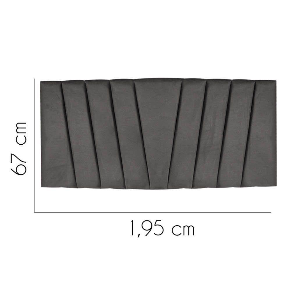 Painel Cabeceira Estofada Bélgica 195cm Cama Box King Suede Cinza Escuro- Mabe Magazine - 2