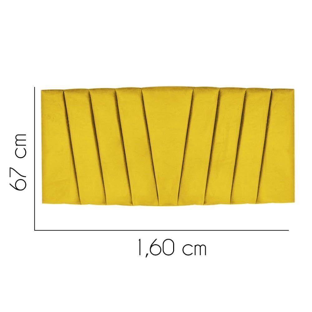 Painel Cabeceira Estofada Bélgica 160cm Cama Box Queen Corino Amarelo- Mabe Magazine - 2