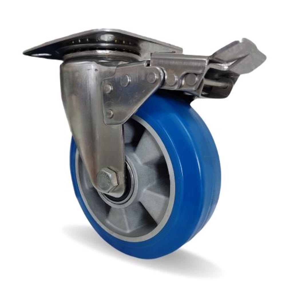 Rodízio Inox 8x2 Pu Elástico C-freio Capacidade 700kg - 1