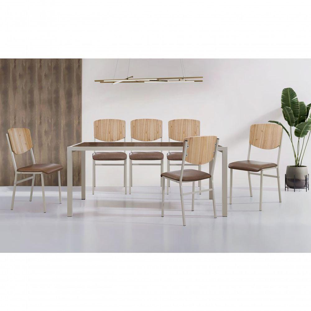 Conjunto Mesa Atenas 160cm 6 Cadeiras Confort Gol Decor Café/champagne/estofado/marrom/champagne - 1