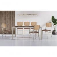 Conjunto Mesa Atenas 160cm 6 Cadeiras Confort Gol Decor Café/champagne/estofado/marrom/champagne - 1