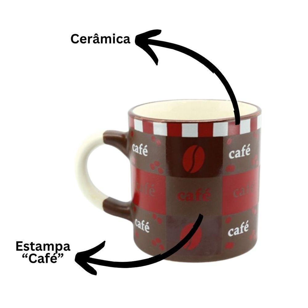 Conjunto 3 Mini Canecas Cerâmica Decorada Pilão 110ml Para Café - Tuut - 4