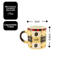 Conjunto 3 Mini Canecas Cerâmica Decorada Pilão 110ml Para Café - Tuut - 3