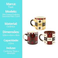 Conjunto 3 Mini Canecas Cerâmica Decorada Pilão 110ml Para Café - Tuut - 6