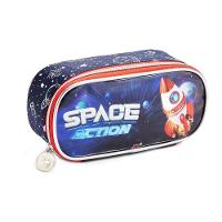 Kit Mochila Rodinha Lancheira Estojo Infantil Space Nasa Astronauta Denlex Escolar - 2