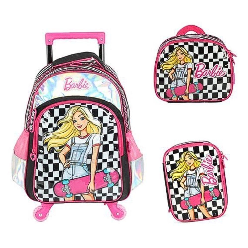 Kit Mochila De Rodinhas Estojo E Lancheira Barbie Lexcel - 1