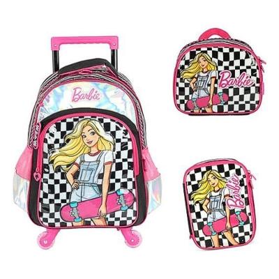 Kit Mochila De Rodinhas Estojo E Lancheira Barbie Lexcel