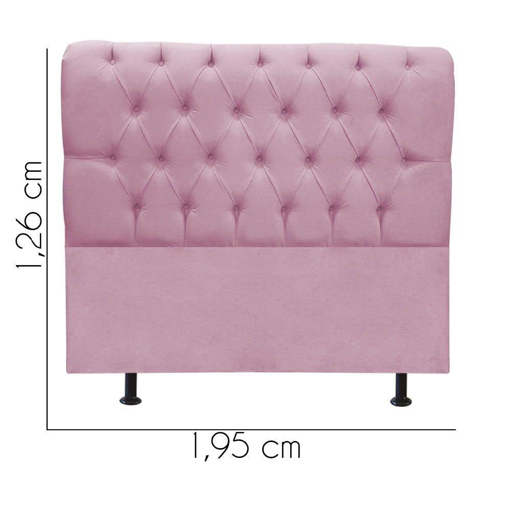 Cabeceira Estofada Cama Box King 195cm París Veludo Rosa Bebe- Mabe Magazine - 3