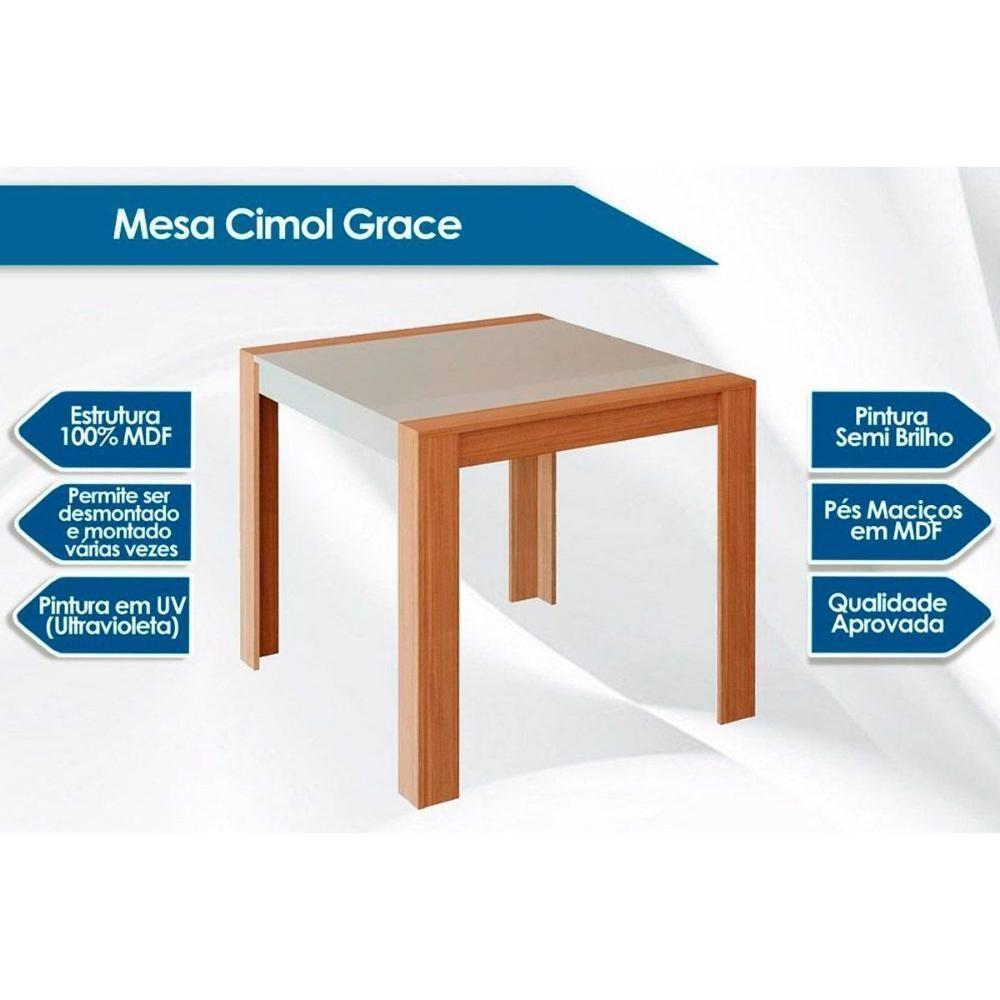 Conjunto Mesa Sala Jantar Grace Tampo Madeirado 90x90cm E 4 Cadeiras Nicole Nature Suede Nude Bege Cimol - 2