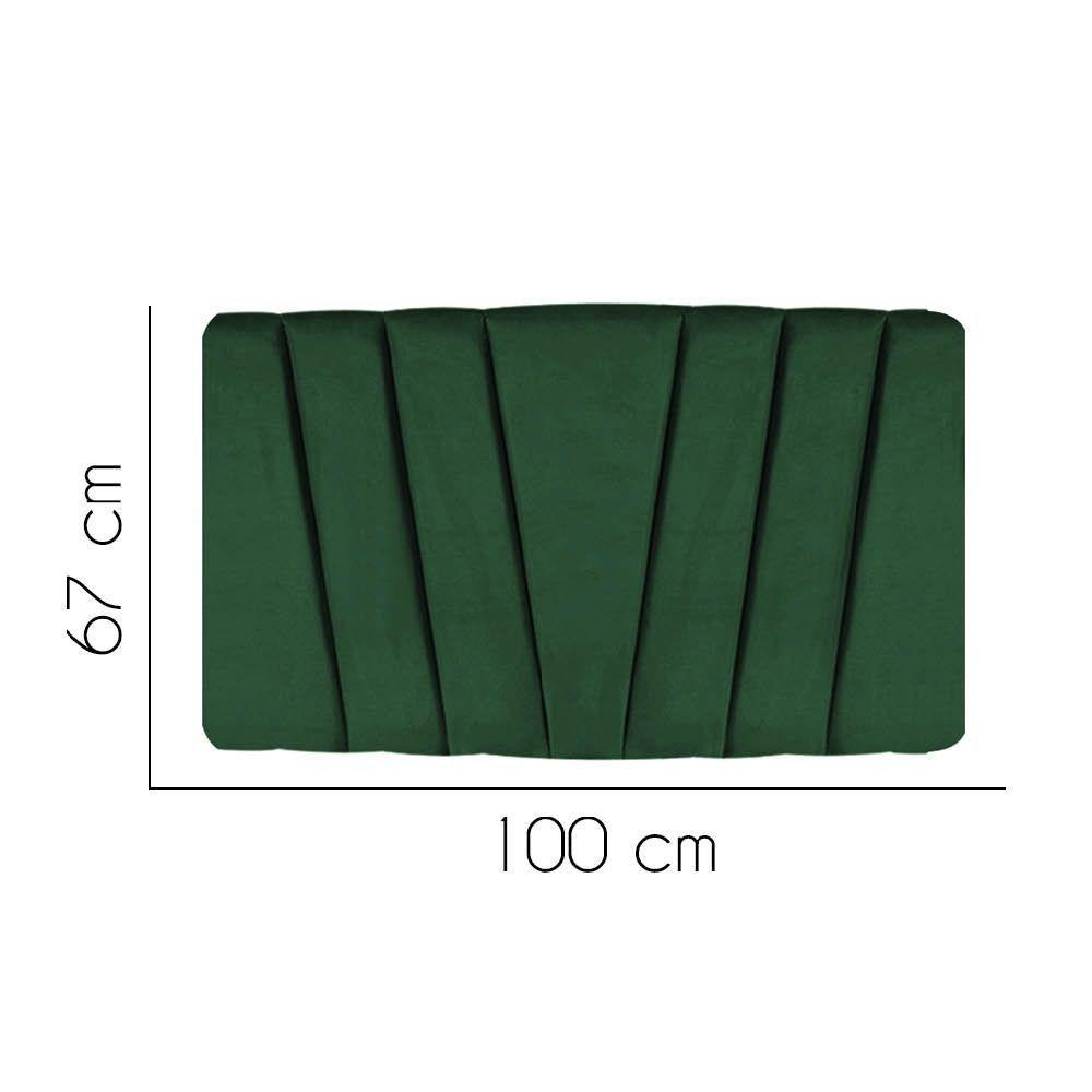 Painel Cabeceira Estofada Bélgica 100cm Cama Box Solteiro Veludo Verde- Mabe Magazine - 2