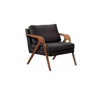 Conjunto 2 Poltronas Mona Luxo Madeira Maciça Corino Cor Preto - 1