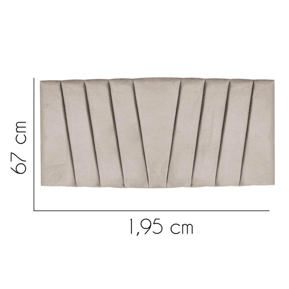 Painel Cabeceira Estofada Bélgica 195cm Cama Box King Corino Bege- Mabe Magazine - 2