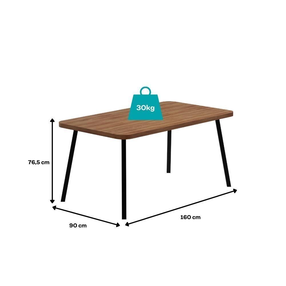 Conjunto Sala De Jantar 6 Cadeiras Parma Carraro Nogal E Preto - 4