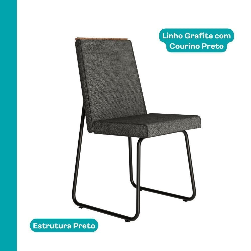 Conjunto Sala De Jantar 6 Cadeiras Parma Carraro Nogal E Preto - 6