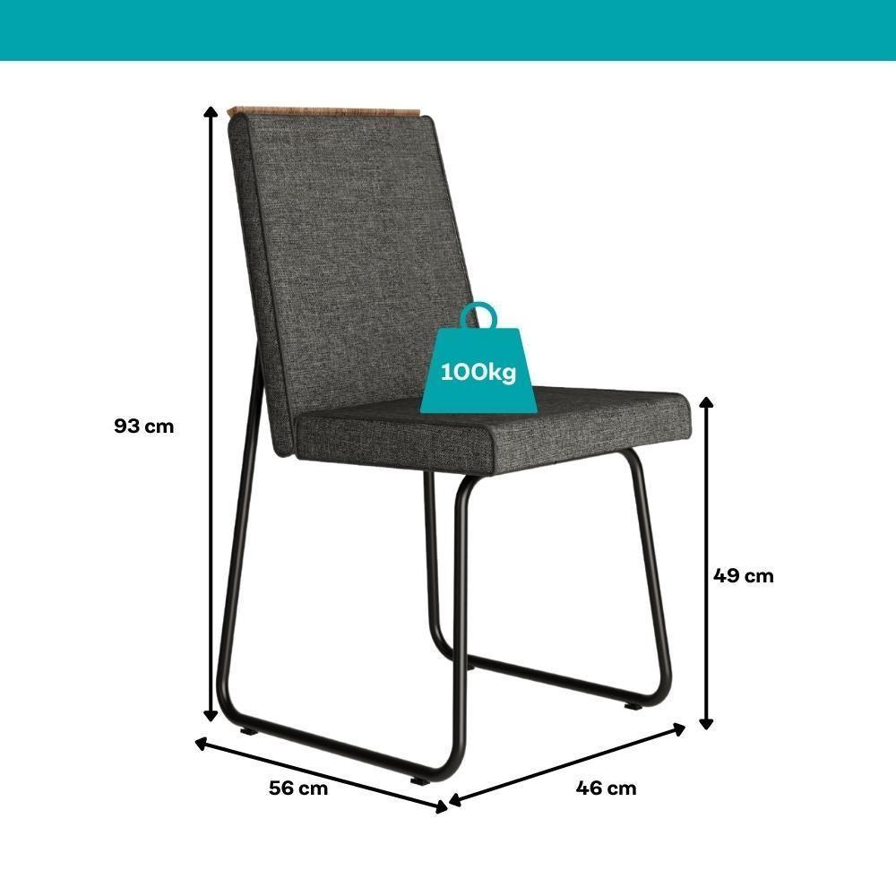 Conjunto Sala De Jantar 6 Cadeiras Parma Carraro Nogal E Preto - 8