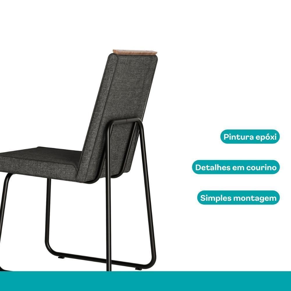 Conjunto Sala De Jantar 6 Cadeiras Parma Carraro Nogal E Preto - 9