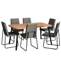 Conjunto Sala De Jantar 6 Cadeiras Parma Carraro Nogal E Preto - 2