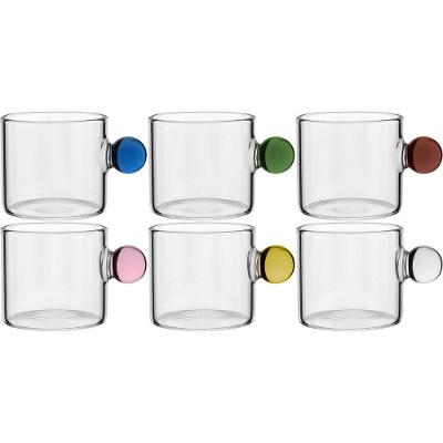 Jg 6pç Xícara Alça Multicolor Borossilicato 100ml 5x5x5cm