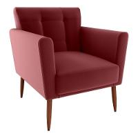 Poltrona Decorativa Pes Palito Cancun Veludo E432 Milani Store Vermelho - 1