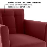 Poltrona Decorativa Pes Palito Cancun Veludo E432 Milani Store Vermelho - 5