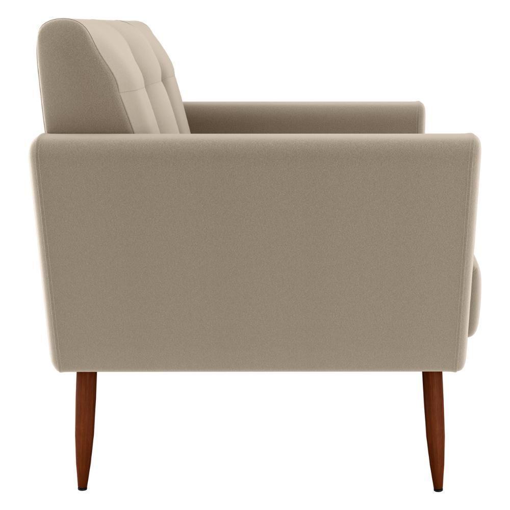 Poltrona Decorativa Pes Palito Cancun Veludo E434 Milani Store Marrom Claro - 6