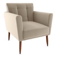 Poltrona Decorativa Pes Palito Cancun Veludo E434 Milani Store Marrom Claro - 1