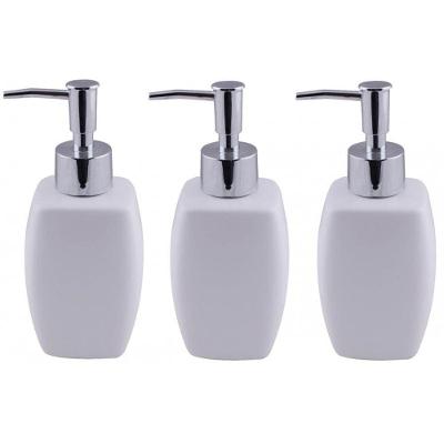 Kit Saboneteira Líquido Porcelana Branca 250Ml 3un Yazi