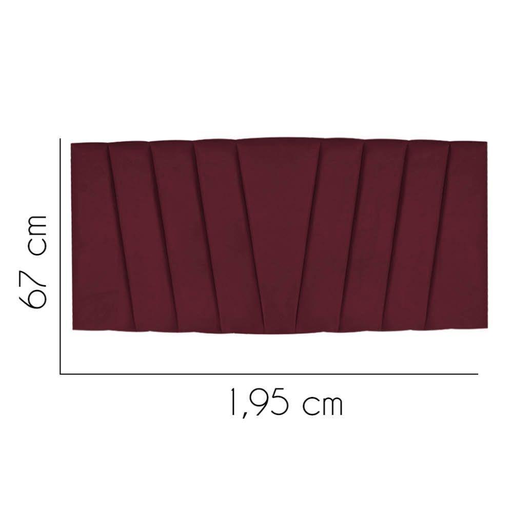 Painel Cabeceira Estofada Bélgica 195cm Cama Box King Suede Bordo- Mabe Magazine - 2