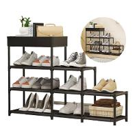 Estante Multiuso Sapateira 8 Prateleiras Cesto Vazado Organizador Quarto Closet Lavanderia Preto - 1