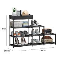 Estante Multiuso Sapateira 8 Prateleiras Cesto Vazado Organizador Quarto Closet Lavanderia Preto - 8